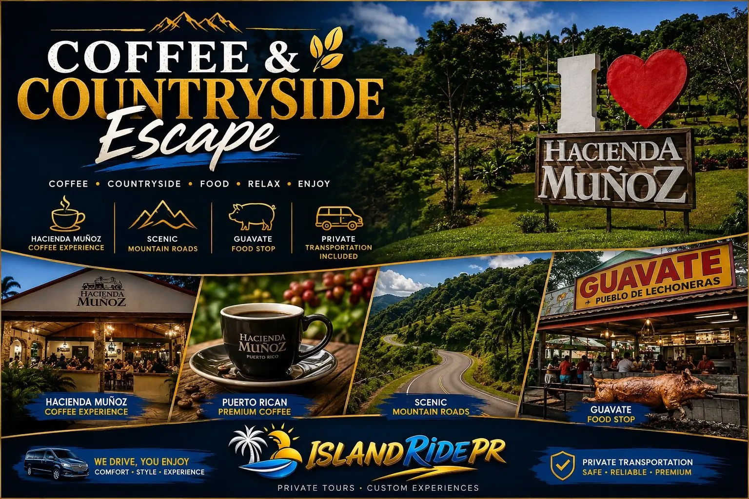 Coffee and Countryside Escape Hacienda Muñoz Guavate private transportation